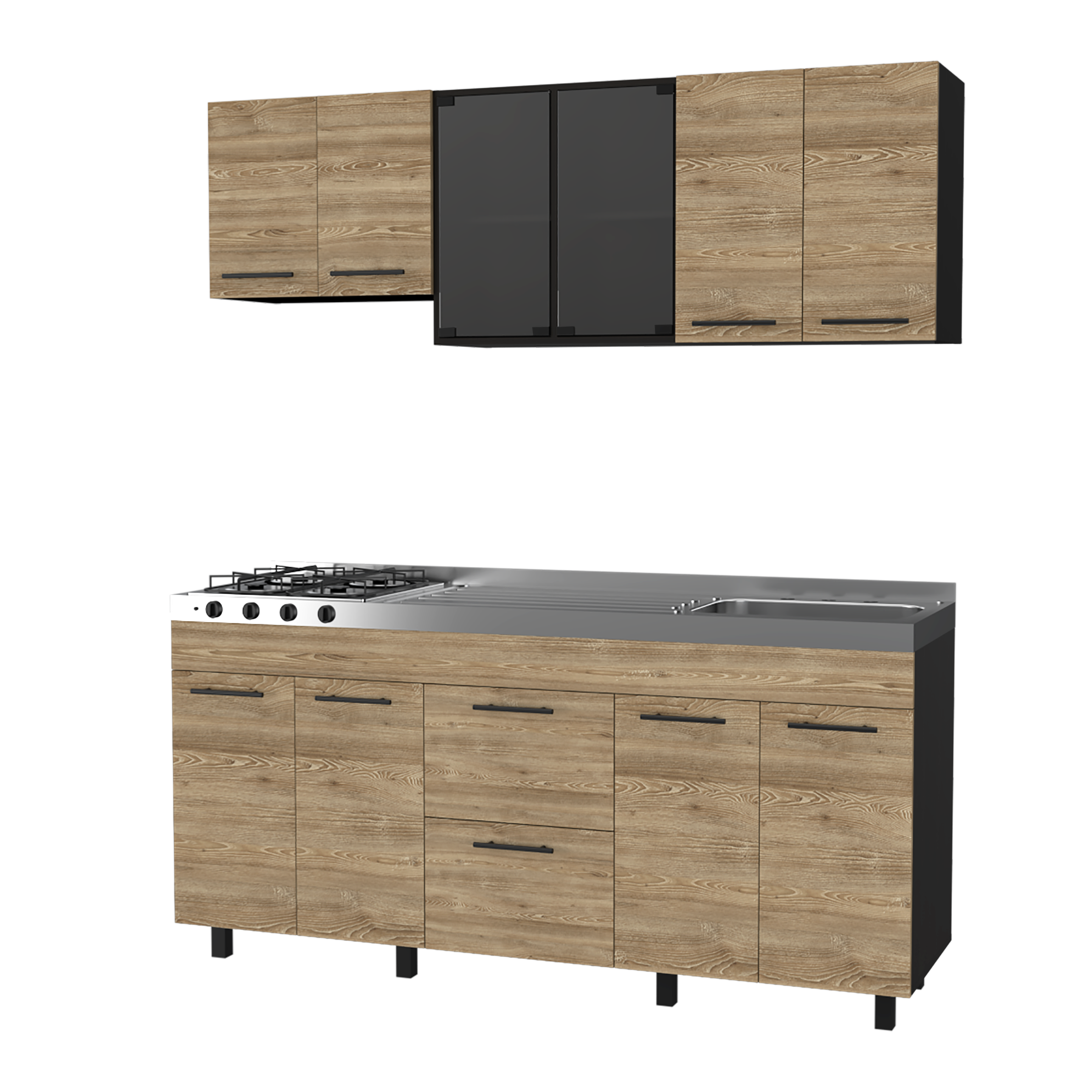 Luna Integral Kitchen, Includes Right Stainless Steel Countertop