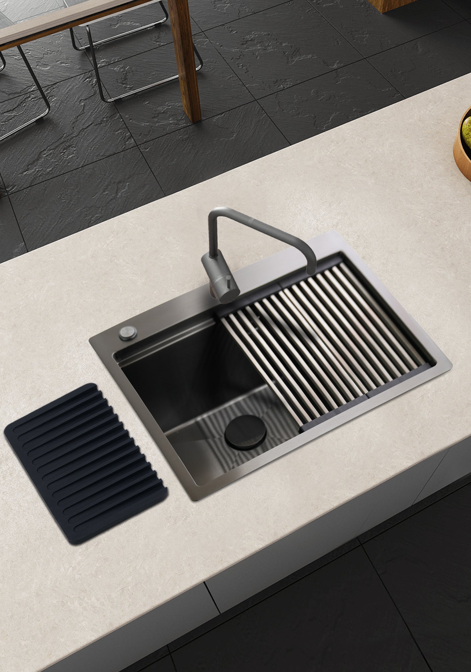 Lugano Above/Under Sink Stainless Steel Black